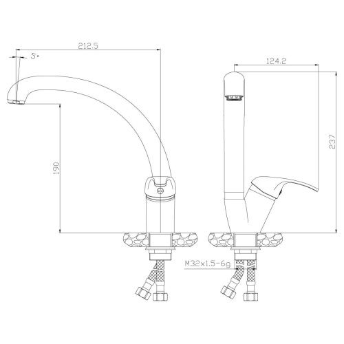 Смеситель для кухни Rossinka Y Y35-23U на мойку хром - фото 2