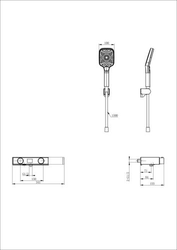 Смеситель для ванны Wonzon & Woghand WW-B2551-MB настенный черный с термостатом - фото 2
