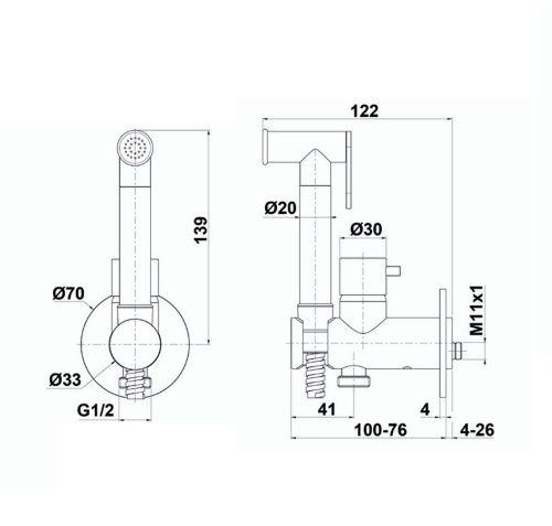Гигиенический душ Oioli Micro WEEI001RO/C97 оружейная сталь - фото 2