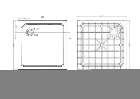 Душевой поддон из стеклопластика Cezares TRAY-SMC-A-90-550-150-W 90х90 белый без ножек