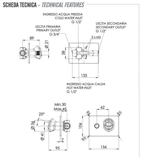 Смеситель для душа Remer Element ET09HRGNO встраиваемый в стену черный - фото 4