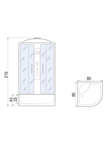 Душевая кабина River DUNAY 10000003138 80х80 четверть круга с крышей ориентация универсальная - фото 2