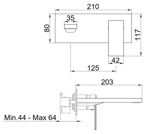 Смеситель для раковины AQG Bold 01BOC170NG встраиваемый в стену черный - фото 2