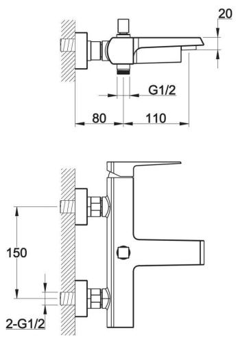 Смеситель BelBagno ARLIE ARL-VASM-CRM настенный хром - фото 2