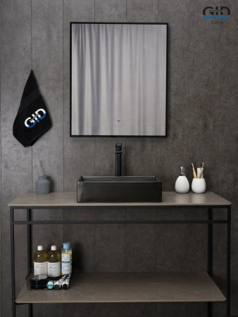 Раковина керамическая Gid Geométrico 53360 50х30 накладная цвет черный без отверстий под смеситель