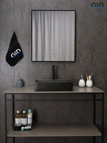 Раковина керамическая Gid Geométrico 53360 50х30 накладная цвет черный без отверстий под смеситель - фото 3