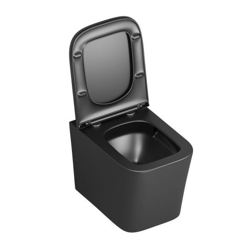 Унитаз подвесной Grossman Торнадо GR-4441BMSQ черный с сиденьем микролифт безободковый смыв торнадо - фото 3