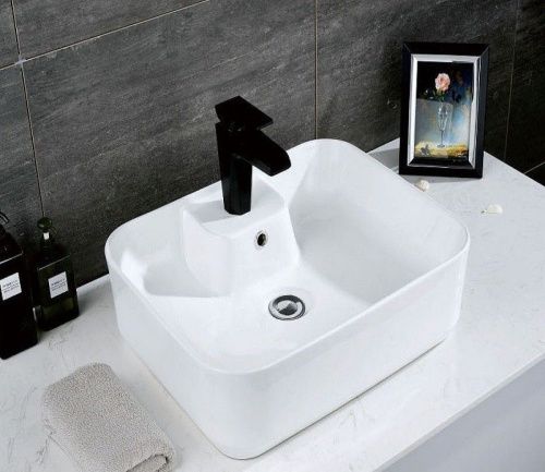 Раковина из сантехнического фаянса CeramaLux 9445 50х40 накладная цвет белый 1 отверстие под смеситель - фото 5