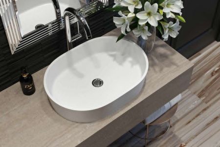 Раковина из искусственного камня Holbi ARIEL 1.02.011.11.1 60х40 накладная цвет белый