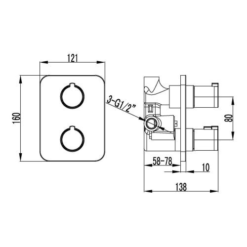 Смеситель для ванны и душа LeMark Yeti LM7843C встраиваемый в стену хром с термостатом - фото 2