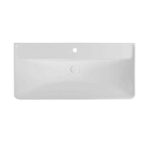 Раковина керамическая Aquanet Ирис 00323884 101х47 полувстраиваемая цвет белый 1 отверстие под смеситель - фото 4