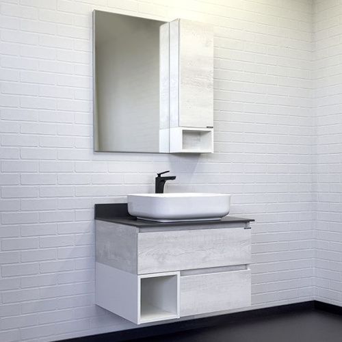 Тумба с раковиной Comforty Прага 00-00014832CF 80х50 подвесная цвет серый - фото 5