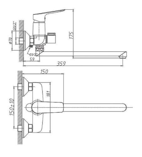 Смеситель для ванны и душа Haiba HB506 HB22506 настенный хром - фото 2