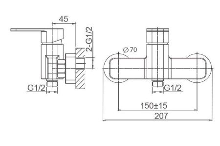 Смеситель для душа Wonzon & Woghand Arnie WW-694101-CR настенный хром