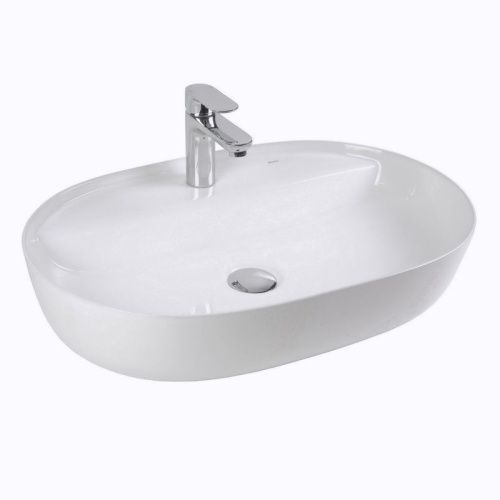 Раковина из сантехнического фарфора Bond Oval S01-600 60х40 накладная цвет белый 1 отверстие под смеситель