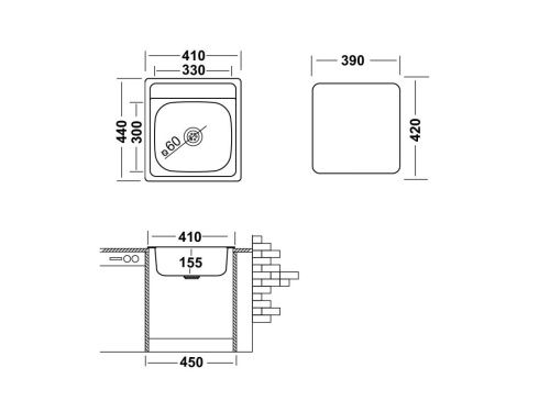 Кухонная мойка Ukinox Классика CLM410.440 -GT6K 0C 45х40 цвет нержавеющая сталь поверхность матовая - фото 3