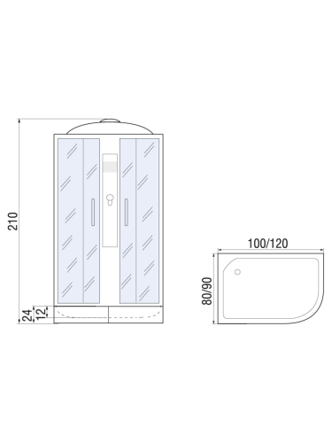 Душевая кабина River DESNA 10000002993 120х90 асимметричная с крышей ориентация правая - фото 2