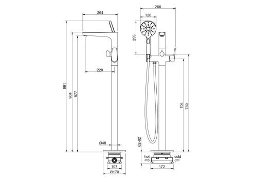 Смеситель Aquatek Бетта AQ1145BGM напольный вороненая сталь - фото 3