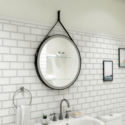 Зеркало с подсветкой Art&Max MILAN AM-Mil-800-DS-F-Nero 80х80 подвесное