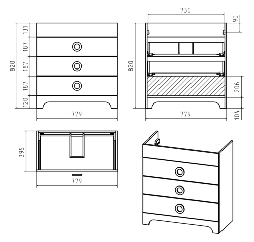 Тумба под раковину Misty Лейла Пр-Лей01080-013Я 80х40 напольная цвет белый - фото 4
