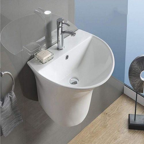 Раковина из сантехнического фаянса CeramaLux NB165 60х50 подвесная цвет белый 1 отверстие под смеситель - фото 4