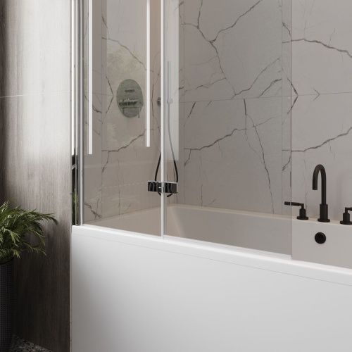 Шторка на ванну Teymi Anni T00279 100х140 стекло прозрачное профиль хром ориентация универсальная - фото 5