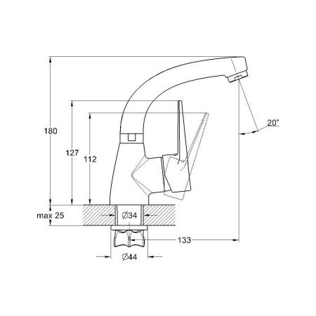 Смеситель G.Lauf ZOP ZOP1-A045 на раковину хром