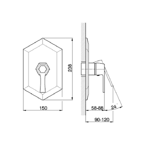 Смеситель для душа Cisal Apice CH0030007C встраиваемый в стену золото (внешняя часть) - фото 2