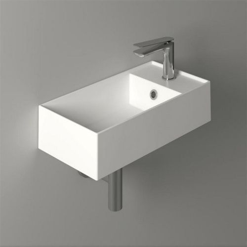 Раковина из сантехнического фаянса Simas Agile AG50 bi*1 50х30 подвесная цвет белый 1 отверстие под смеситель