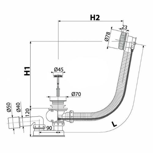 Слив-перелив Alcadrain A55K-RU-01 хром - фото 2