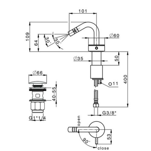 Смеситель Cisal Icona Classic SM00155040 на биде черный - фото 2