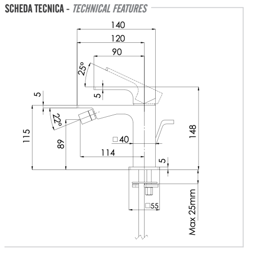 Смеситель Remer Absolute AU20VO на биде латунь - фото 2
