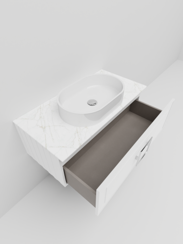 Тумба со столешницей La Fenice CUBO NFNC-01-CUB-B-100-3-GG 100х50 подвесная цвет белый - фото 4