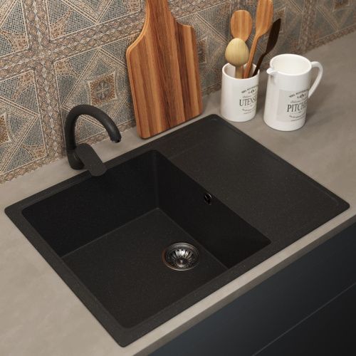 Кухонная мойка Uperwood ECON UPD-202 4010202107 65х50 цвет черный поверхность матовая - фото 2