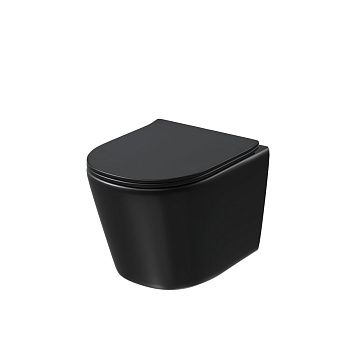 Унитаз подвесной Grossman Торнадо GR-4477BMSQ черный с сиденьем микролифт безободковый смыв торнадо