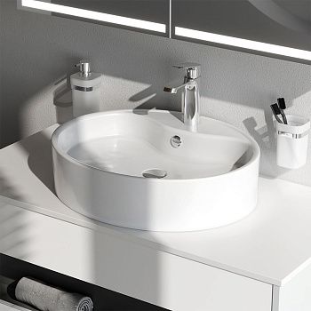 Раковина из сантехнического фарфора Am.Pm Func M8FWCC20561WG 60х50 накладная цвет белый 1 отверстие под смеситель