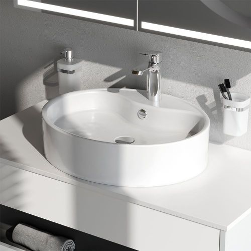 Раковина из сантехнического фарфора Am.Pm Func M8FWCC20561WG 60х50 накладная цвет белый 1 отверстие под смеситель