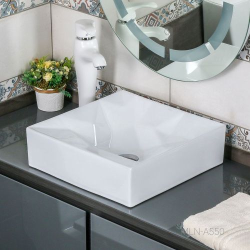 Раковина из сантехнического фарфора Melana A550-805 40х40 накладная цвет белый без отверстий под смеситель - фото 3