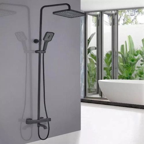 Душевая стойка ALMAes GaLaxy SDI-1801 настенная цвет черный с термостатом - фото 2