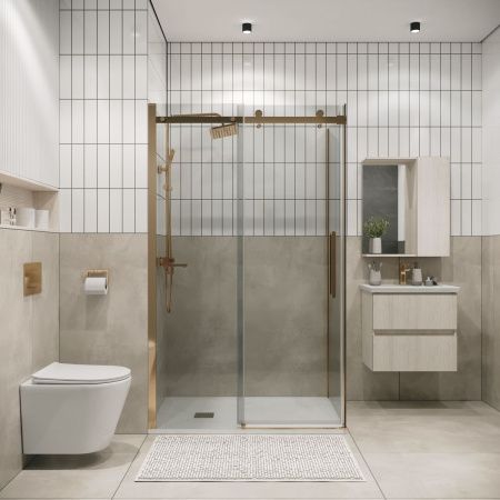 Боковая стенка Grossman Classic 200.K33.04.100.32.00 100х195 стекло прозрачное профиль золото