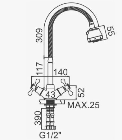 Смеситель для кухни D-Lin D153807-T на мойку хром