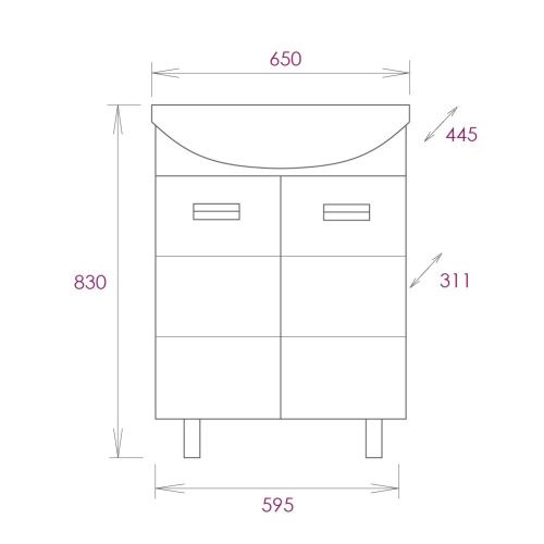 Тумба под раковину Onika Балтика 106529 60х30 напольная цвет белый - фото 3
