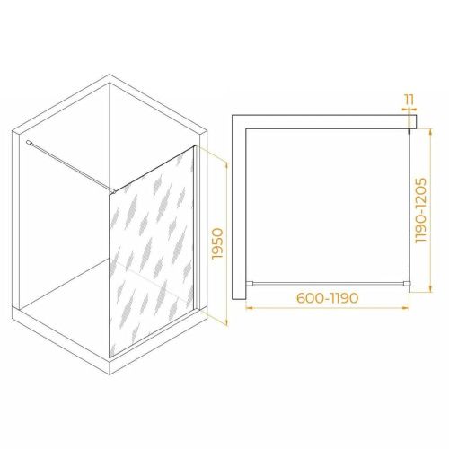 Душевая перегородка RGW Walk In 35100212-11 120х195 стекло прозрачное профиль хром - фото 2