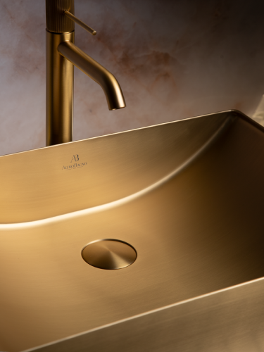 Раковина из нержавеющей стали AltroBagno Futuro AltroBagnoFuturo001013OrSp 50х30 накладная цвет золото - фото 4