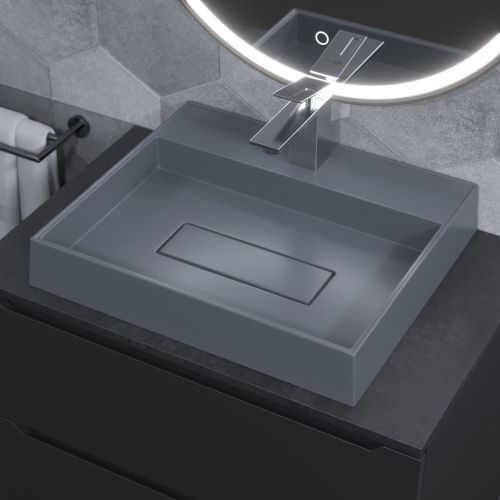 Раковина из искусственного камня Uperwood Tanos Quartz 291030049 50х40 накладная цвет серый - фото 3