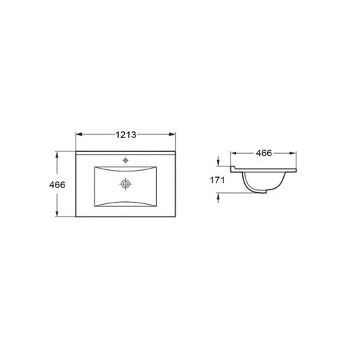 Раковина из сантехнического фарфора Vincea VBS-13120MB 120х50 встраиваемая цвет черный 1 отверстие под смеситель - фото 2