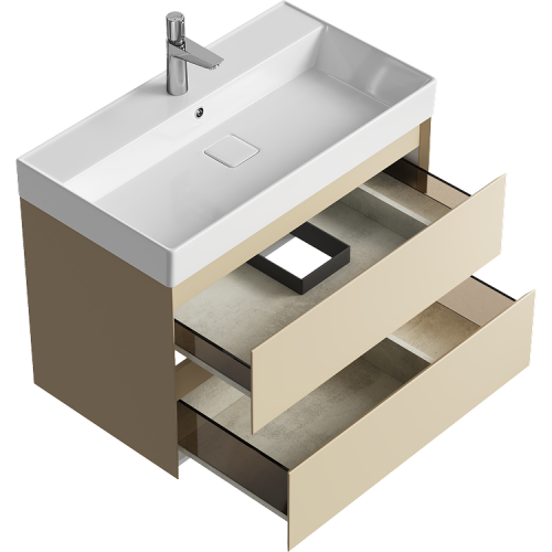 Тумба под раковину Aqwella Y GE01082MD 80х50 подвесная цвет бежевый - фото 2