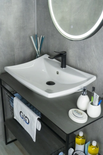 Раковина керамическая Gid Geométrico 51122 60х50 накладная цвет белый 1 отверстие под смеситель - фото 4