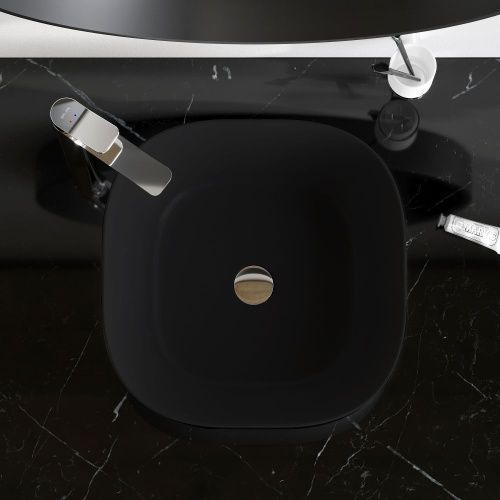 Раковина из сантехнического фарфора Am.Pm Func M8FWCC30430BM 40х40 накладная цвет черный без отверстий под смеситель - фото 4