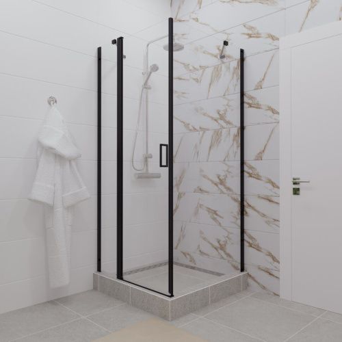 Душевой уголок Тритон Йота-Блэк Щ0000054032 90х90 стекло прозрачное профиль черный без поддона - фото 4